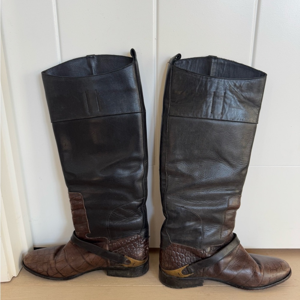 Golden Goose pull on croc leather riding boots size 39 9 - Picture 7 of 13
